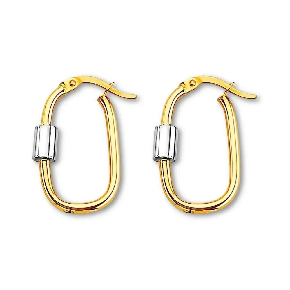 14K Two-Tone U-Shape Hoop Earrings | Solid Gold 25mm Hoops By Tehrani Jewelry